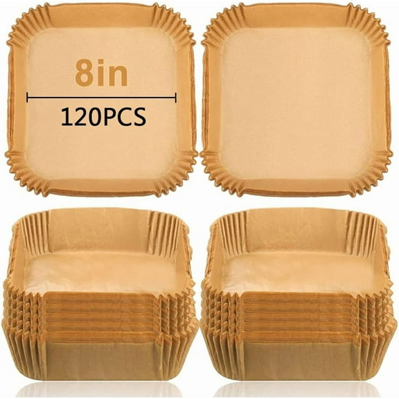8 Inch Non-Stick Square Air Fryer Parchment Paper Liner 120Pcs for 5-9QT Air Fryer, Disposable Oil-Proof Water-Proof Parchment Baking Paper for Air Fryer Microwave Oven