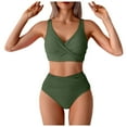 thumbnail image 2 of Linfrsh Women's High Waisted Bikini Sets Sexy Two Piece Swimsuits Color Block Cheeky High Cut Bathing Suits Womens Bikini Set Green,S, 2 of 7