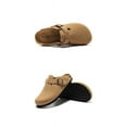 thumbnail image 4 of Unisex Boston Soft Footbed Clog Cow Suede Leather Clogs, Cork Clogs Shoes for Women Men Tan, 4 of 5