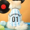 thumbnail image 7 of FENGGHAO Blue and White Argentina Dog Soccer Jersey, Breathable Pet Sportswear with Striped Design, Loose Fit Athletic Shirt for Dogs and Cats, 7 of 7