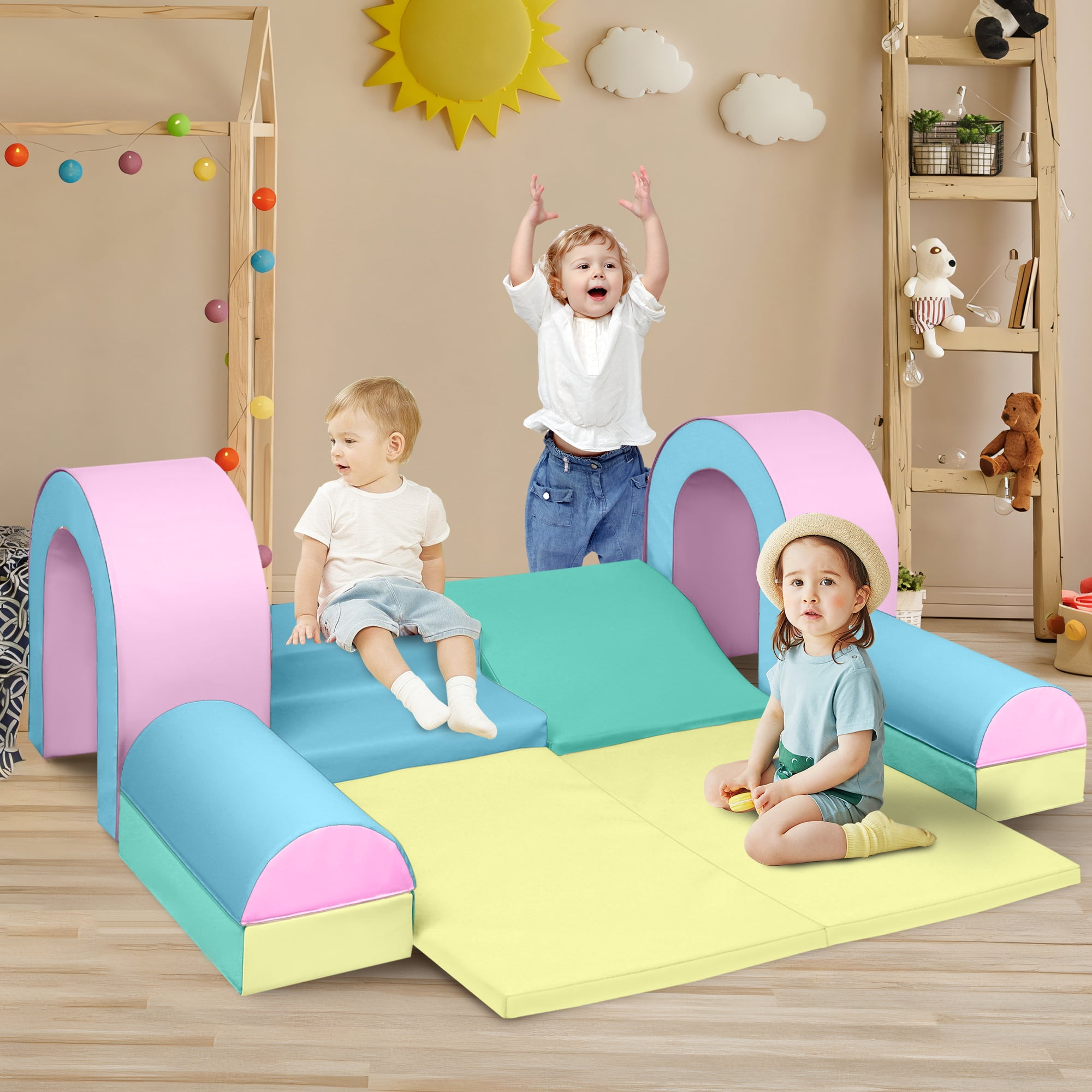 LINLUX 9-Piece Toddler Climbing Foam Block, Soft Foam Building Blocks for Kids, Baby Climbing Toys