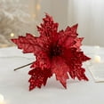 thumbnail image 4 of 10 PCS Glitter Poinsettias Artificial Christmas Flowers Xmas Tree Ornaments for Wreath Year Party Wedding Decorations, Champagne, 4 of 6