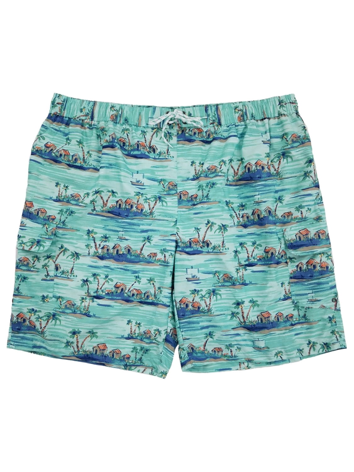 The Foundry - Mens Turquoise Island Tropical Cargo Swim Trunks Board ...