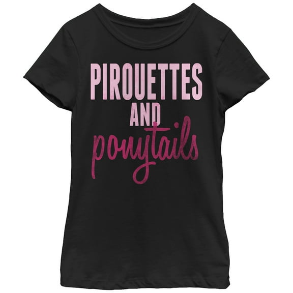 Girl's CHIN UP Pirouettes and Ponytails Graphic Tee Black X Large