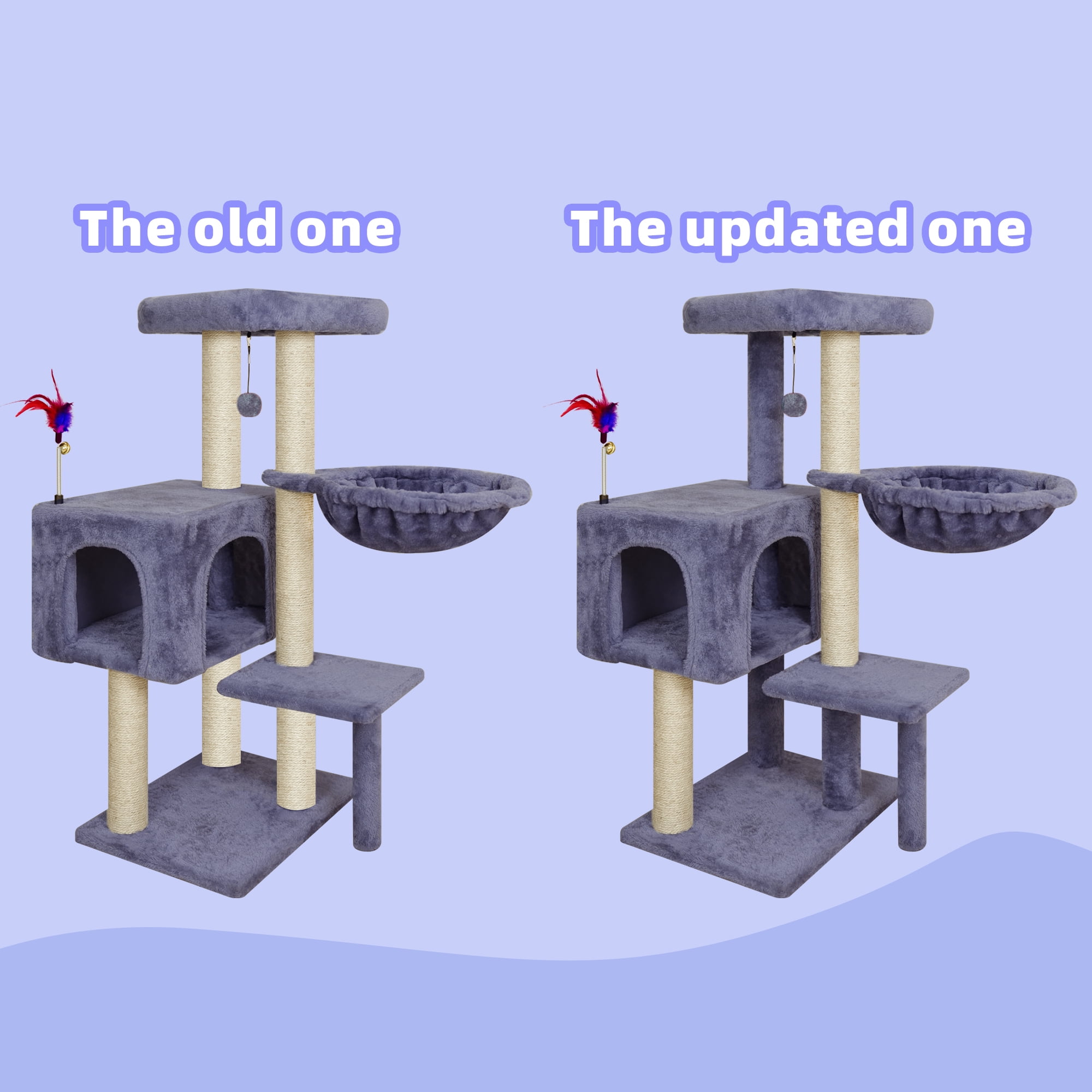 WK 35.43" Cat Tree Tower with Cat Scratching Posts,Cat tower with Cat Condo and Toy Balls,Grey