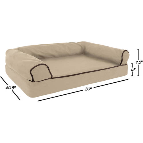 Orthopedic Dog Sofa Bed, Memory Foam Pet Bed with Foam Stuffed Bolsters PETMAKER - image 3 of 6