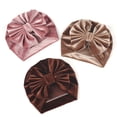 thumbnail image 5 of KelaJuan Newborn Velvet Hats, Solid Color Bowknot Warm Soft Autumn Winter Cap for Baby Boys and Girls, 5 of 7