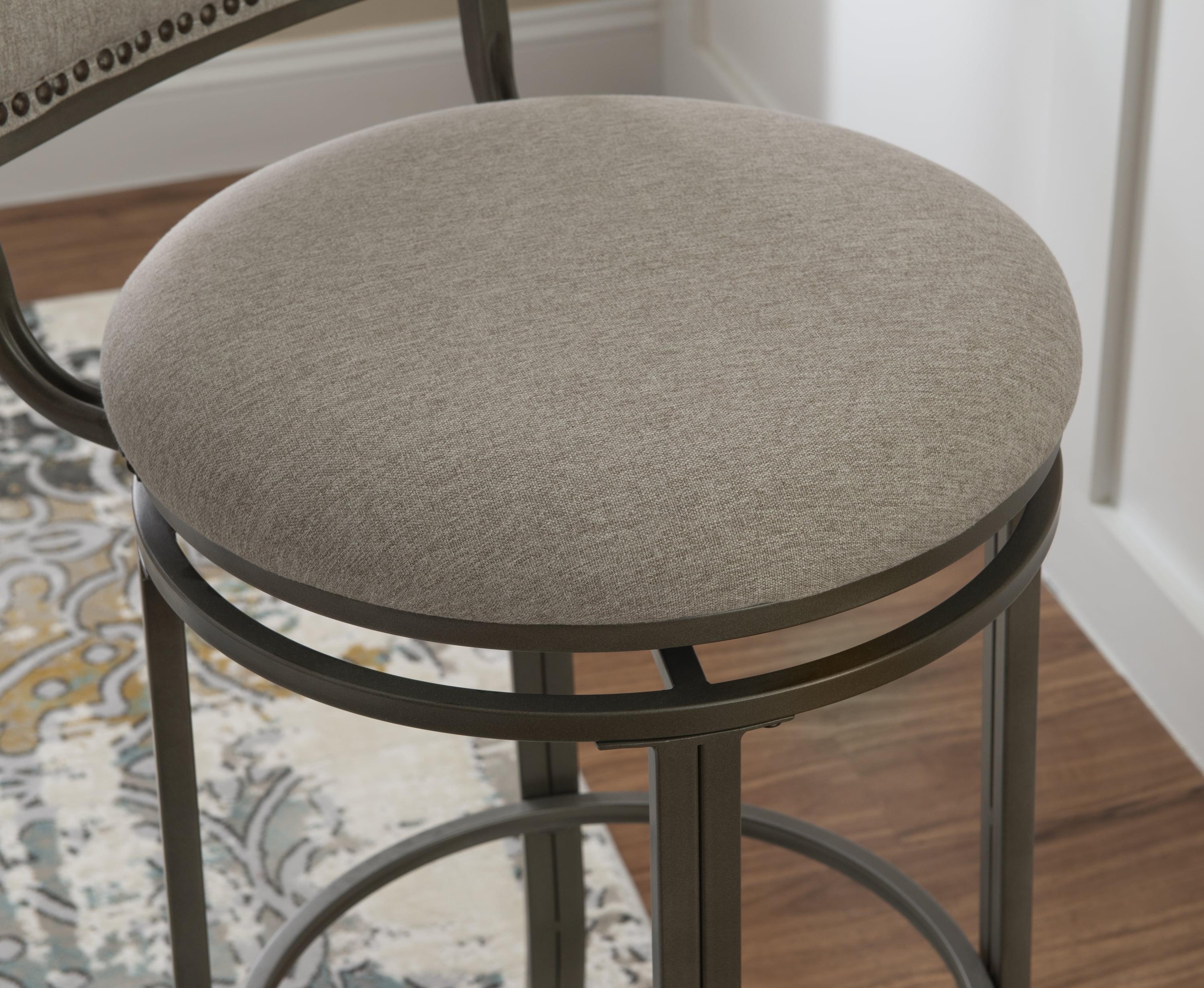 Powell Holloway 29.5" Metal Bar Stool with Swivel, Pewter