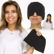 Natural Migraine & Headache Relief Cooling Cap , Hot & Cold Gel Head Wrap , 360° Coverage, Built-in Eye Mask , One Size Fits Most , Black