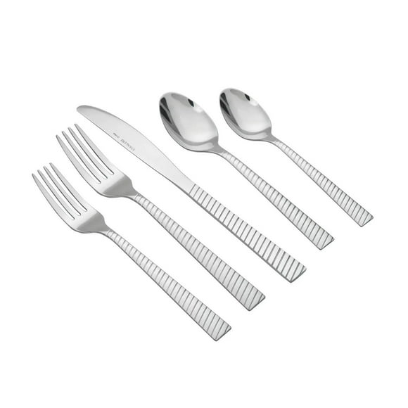 Mainstays 20 Piece Nalla Stainless Steel Flatware Set, Silver, Service for 4