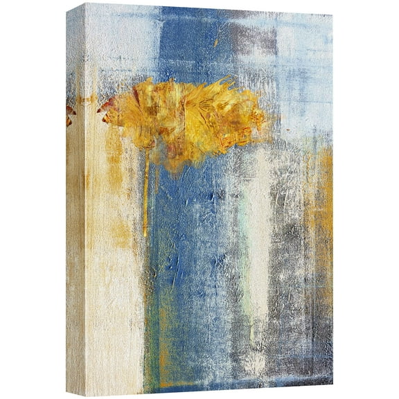 wall26 Canvas Print Wall Art Gold Texture on Blue Grunge Color Blocks Abstract Shapes Illustrations Modern Art Bohemian Relax/Calm Multicolor Colorful for Living Room, Bedroom, Office - 32"x48&q