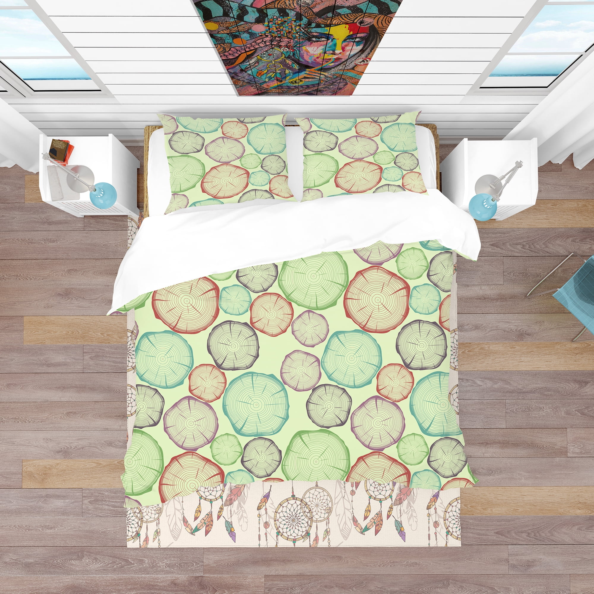 Designart 'Pattern with Tree Rings' Bohemian & Eclectic Duvet Cover Set