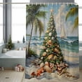 thumbnail image 4 of Christmas Shower Curtain Seashell Xmas Tree Bathroom Curtains with Hooks, Waterproof Fabric Beach Palm Tree Boat Cloud Bath Shower Curtains Set for Bathroom Bathtubs Xmas Decor 72x72 Inch, 4 of 9