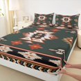 thumbnail image 3 of Homewish Bohemian Aztec Triangle Twin Sheet Sets, Olive Southwestern Style Twin Fitted Sheet, Teens Kids Women Men Flat Sheet, Luxury Bedroom Decor, 3-Piece, 3 of 7