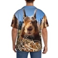 thumbnail image 5 of Fotbe Close-Up Curious Squirrel print Short Sleeve Button Down Shirts for Men Casual Summer Beach Wrinkle Free Shirt-XX-Large, 5 of 7