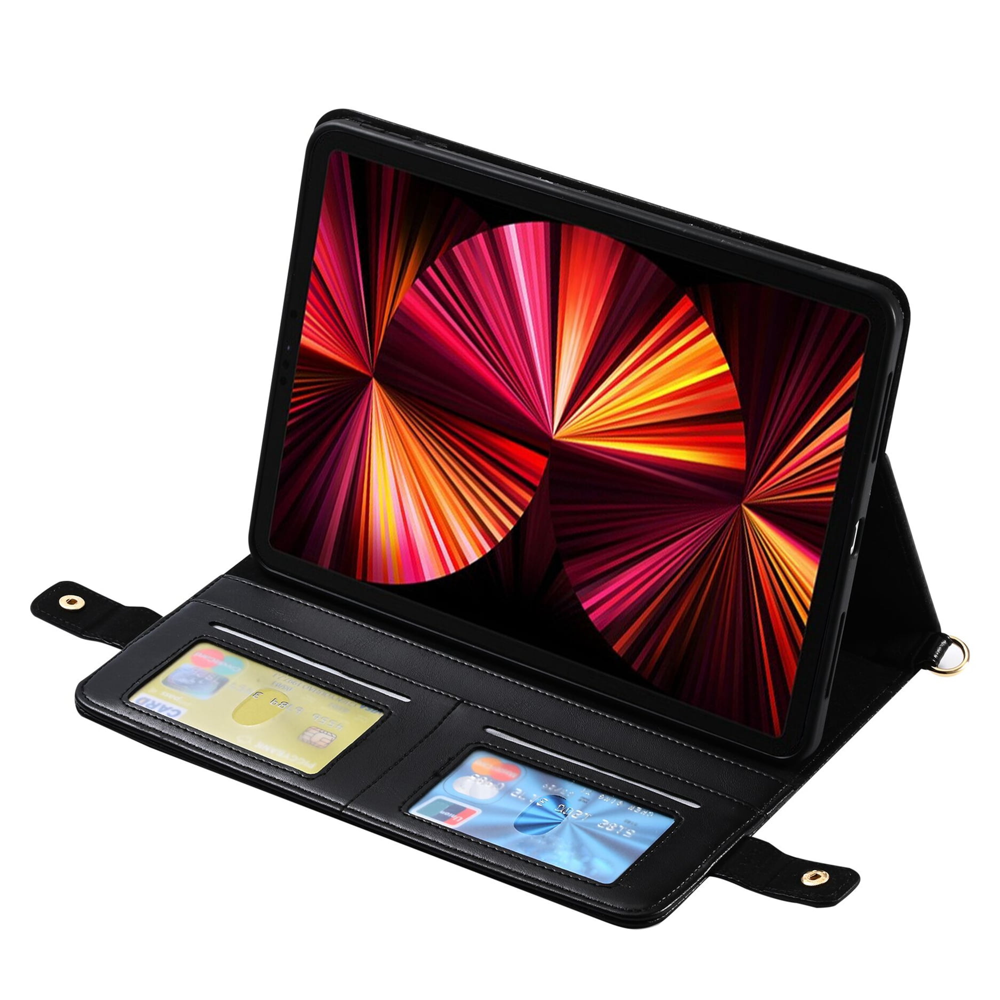 Dteck for iPad 10th Generation Case 10.9 Inch 2022, Premium PU Leather Business Folio Stand Cover with Apple Pencil Holder, 
Crossbody iPad Case with Card Wallet Envelope Pocket, Blue + Black