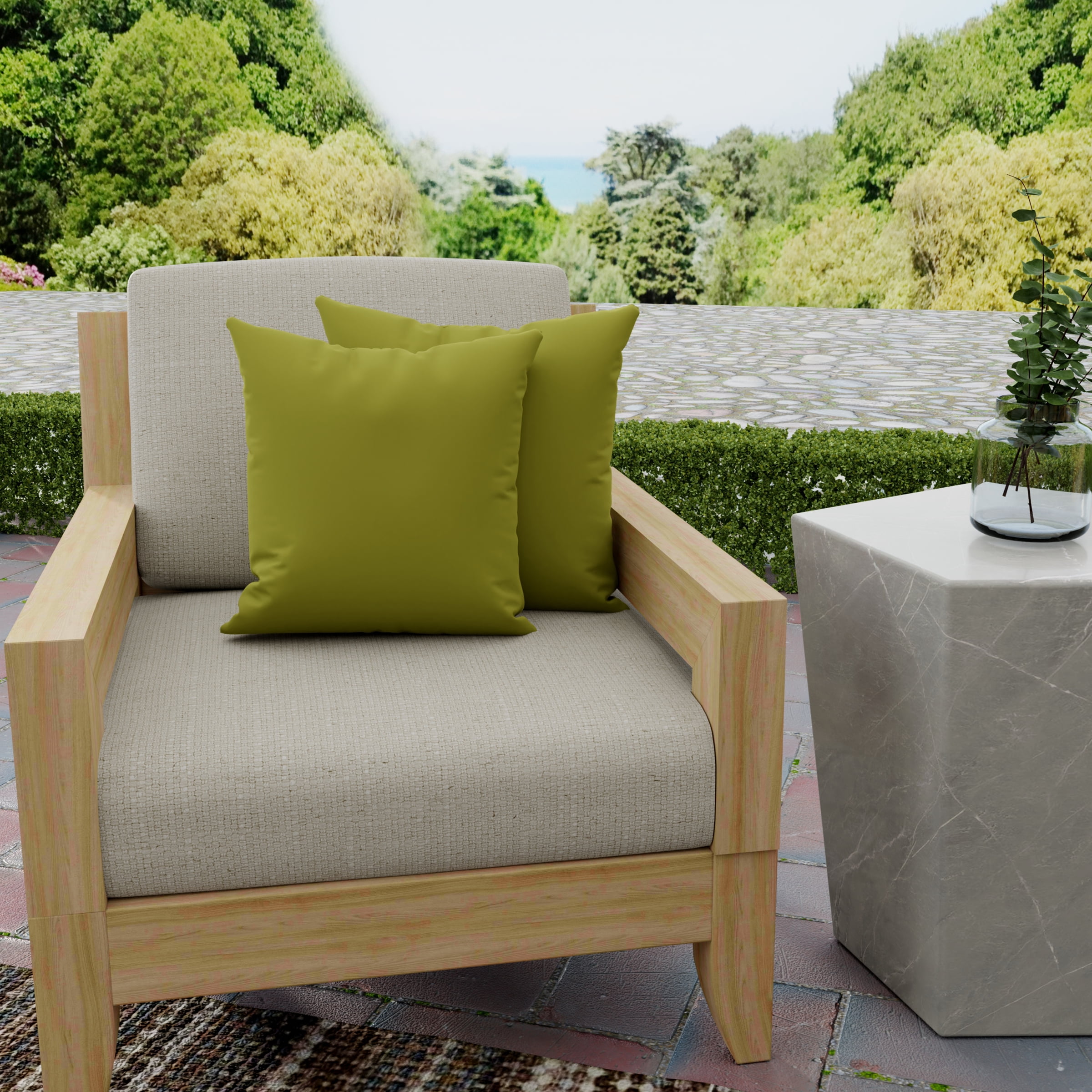 18" Solid Veranda Kiwi Outdoor Throw Pillow