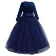 thumbnail image 3 of FYMNSI Christmas Velvet Princess Dress for Girls Evening Fancy Dresses Pageant Party Long Sleeve Gowns 13-14T Nvay, 3 of 6