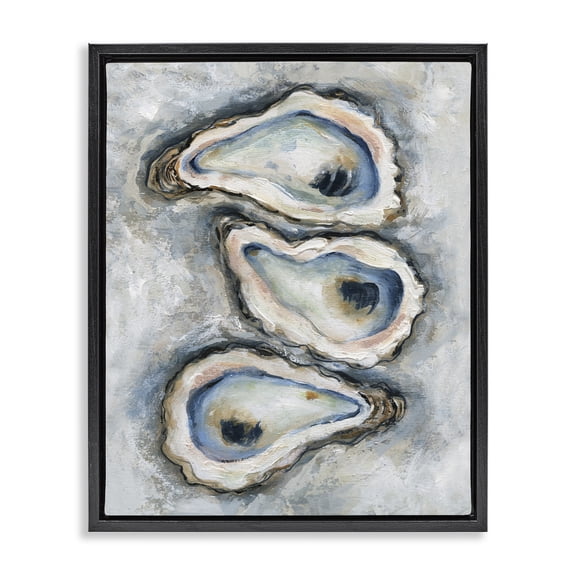 Stupell Industries Modern Organic Oyster Bar Black Floating Frame Canvas Art, 17 x 21, by Carol Robinson