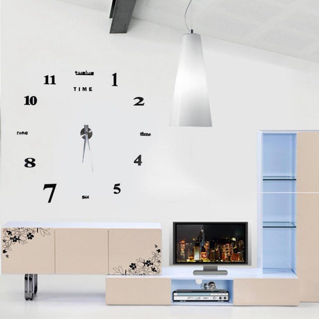 Leylor Kit Horloge Murale Moderne DIY Grande Surface Miroir 3D pour Maison Bureau