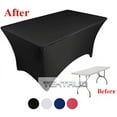 thumbnail image 3 of TEKTRUM 4 FT LONG RECTANGULAR STRETCH TABLECLOTH DJ JACKET COVER FOR TRADE SHOW - PREMIUM FABRIC  - BLACK COLOR, 3 of 4