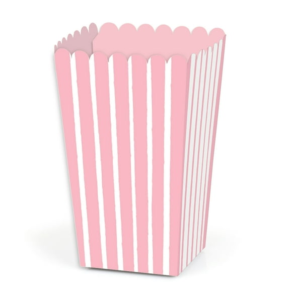 Big Dot of Happiness Pink Stripes - Simple Party Favor Popcorn Treat Boxes - Set of 12