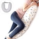 thumbnail image 3 of Almohada de lactancia Hukapapa | En casa y de viaje, soporte para la lactancia materna y la alimentación con biberón | Aumente a tamaño pequeño, blanco y gris con raya central, 3 of 5
