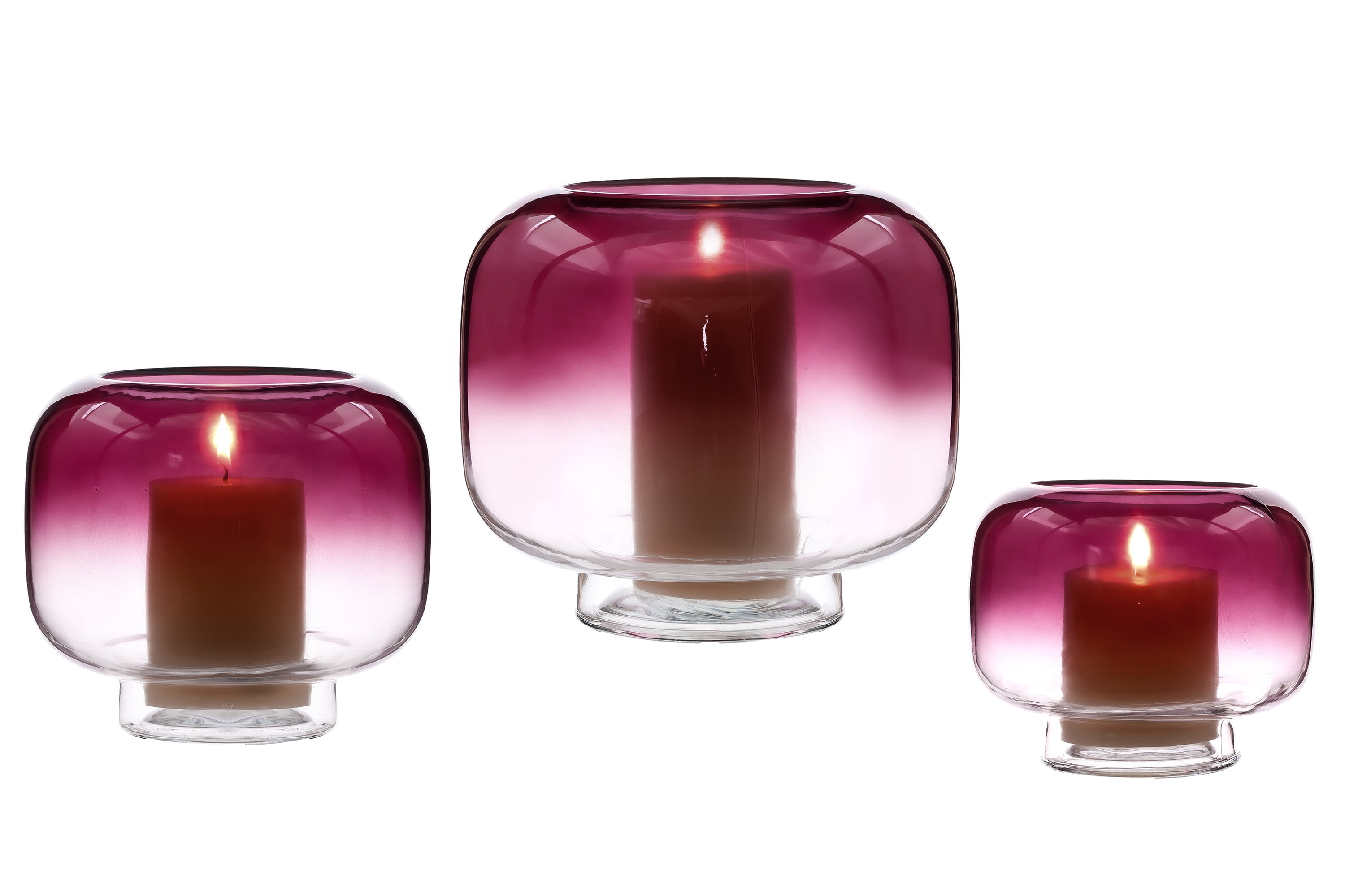 Mainstays 8" Purple Ombre Glass Hurricane Pillar Home Candle Holder Large
