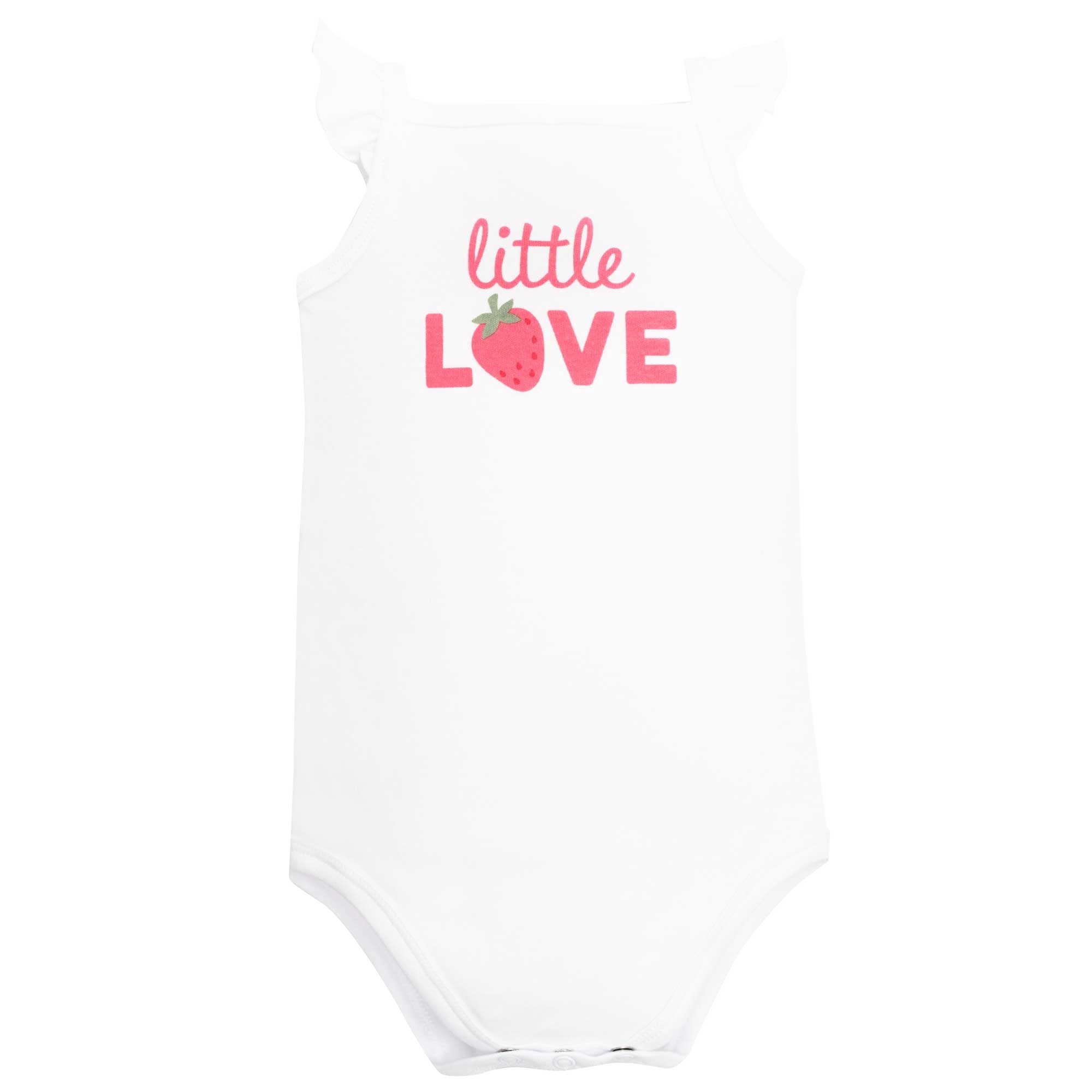 Hudson Baby Girl Cotton Bodysuit, Shorts and Shoe Set, Hot Pink Strawberry Love, 6-9 Months