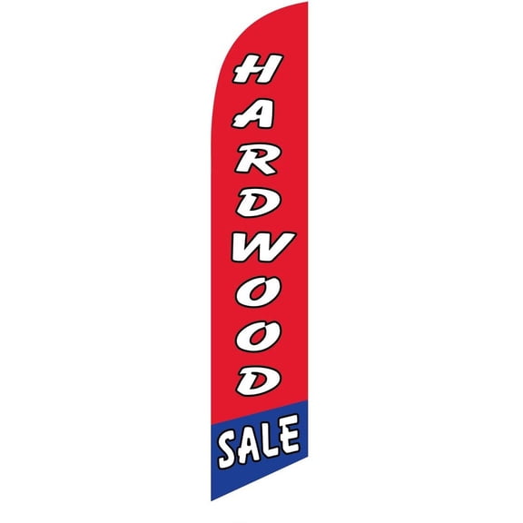 Hardwood Sale blue/red Feather Banner Swooper Flag - NO WIND REQUIRED - Replacement FLAG ONLY