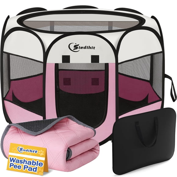 Playpen Siedihit Pink Puppy para perro y gato con bolsa de transporte