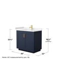 thumbnail image 5 of Wyndham Collection Miranda 36" Marble&Wood Single Bathroom Vanity in Blue/Gold, 5 of 6