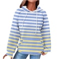 thumbnail image 2 of Craaazy Hoodies for Women Striped Waffle Drawstring Pockets Hooded Sweatshirts Ladies Fall Pullover Winter Long Sleeve Loose Fit Tops Gifts, 2 of 5