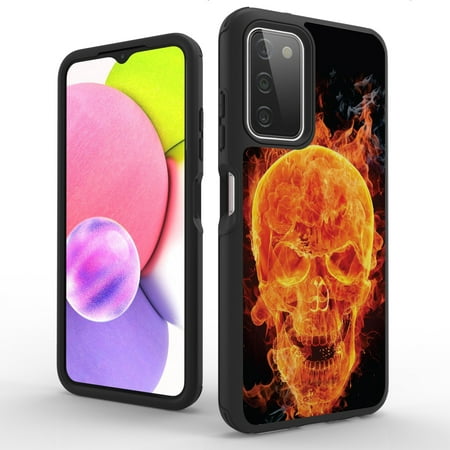 Duo Shield Slim Designed For Samsung Galaxy A03S Case Solid Black And Skull Series