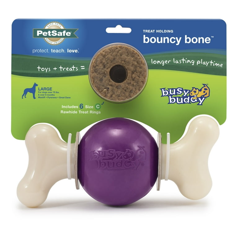 PetSafe Busy Buddy Bouncy Bone, 3-in-1 Dog Toy, Includes Treat