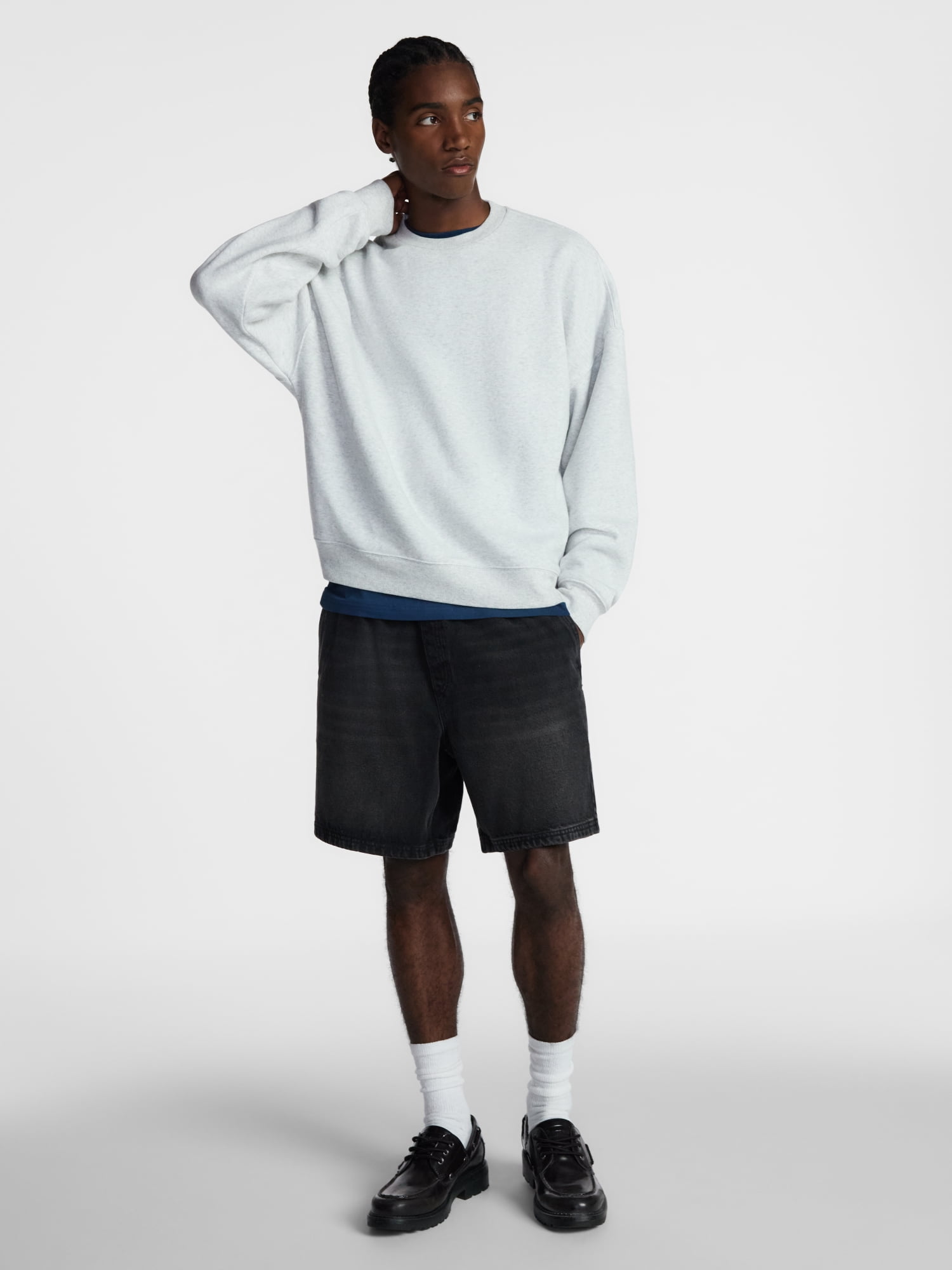 No Boundaries Crewneck Fleece Sweatshirt with Long Sleeves, Men's XS-4XLT