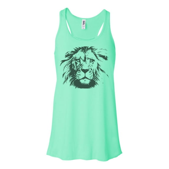 "Lion Tank, Lion Face, Racerback, Lion Lover, Soft Bella Canvas, Lion Racerback, Feline, Lion Tank Top, Gym Tank, Muscle Tank, Workout, Fit, Mint , LARGE"