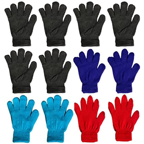 12 Pairs Winter Knitted Magic Stretchy Gloves Multi Assorted Color for Unisex.