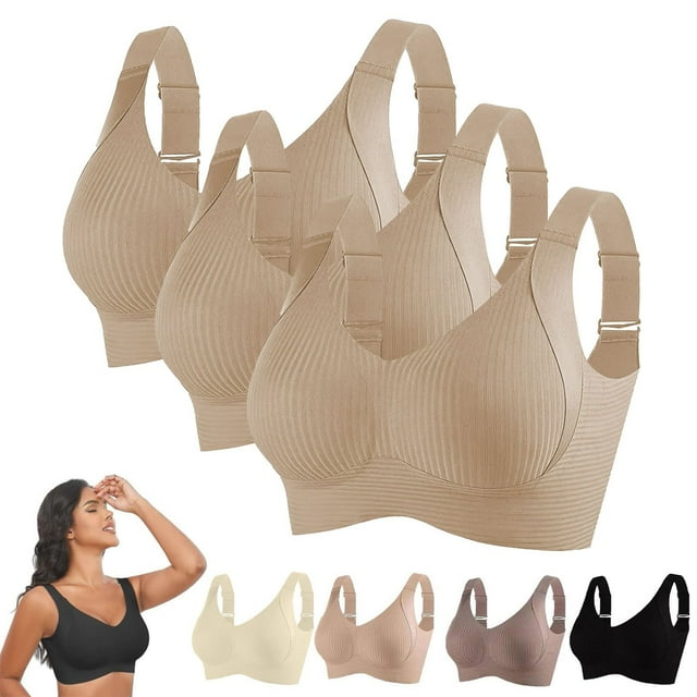 Bras for Women Sports Bras for Women Comfortable Ribbed Wireless Bralettes Adjustable Padded Everyday Bra 3PC XXXXXL