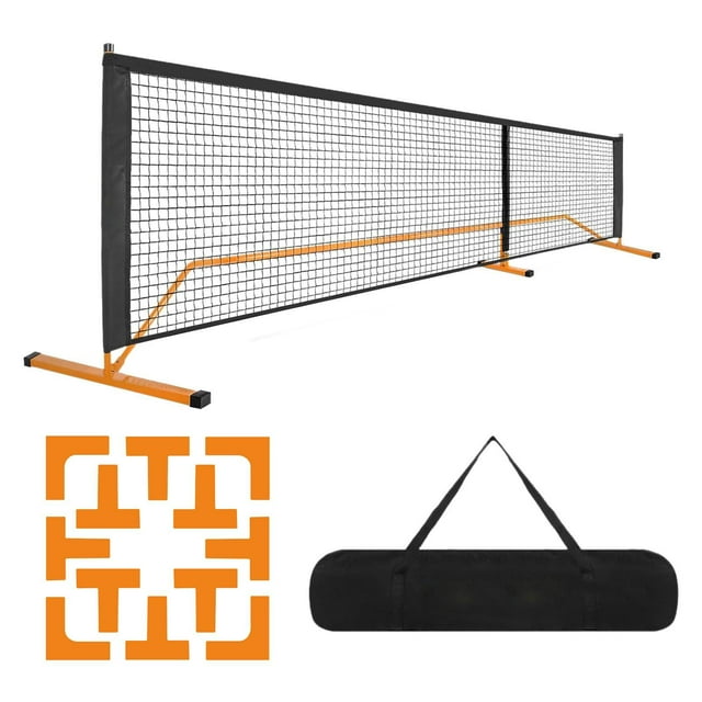 Red deportiva portátil de Pickleball de 22 pies para cada condición climática, red de bádminton, red de bolas de pepinillo para entrada al aire libre Naranja