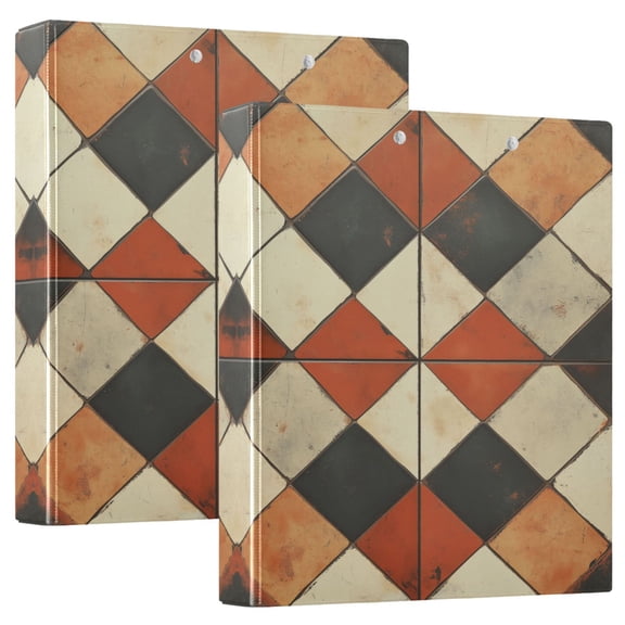 FORMRS 3 Ring Binder 1.5 inch with Pockets Set of 2 Clip Board 200 Sheets Capacity, Checkered Pattern