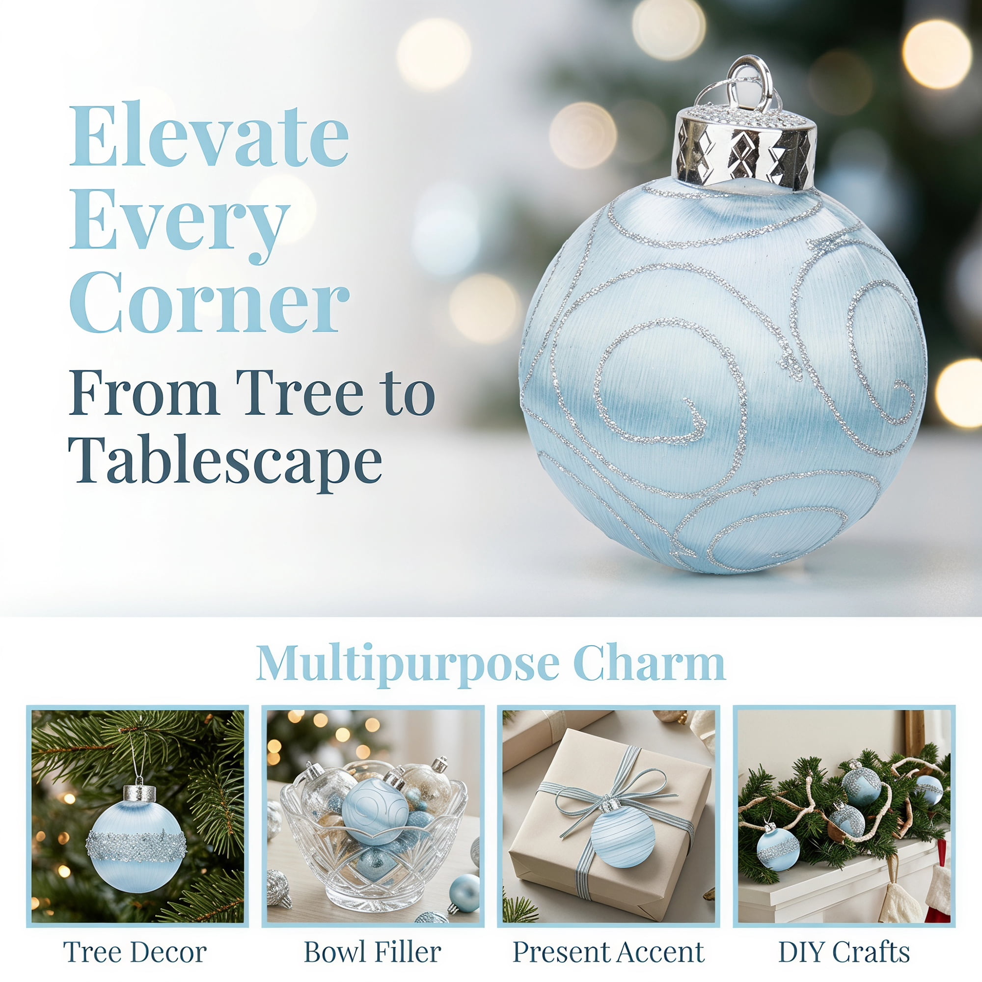 Unique Bargains 9Pcs Handpainted Christmas Large Orbs Shatterproof Foam Light Blue 3.1"