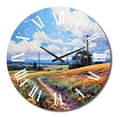 thumbnail image 2 of Designart "Wired Wilderness Power Lines painting" Landscapes Oversized Wall Clock, 2 of 5