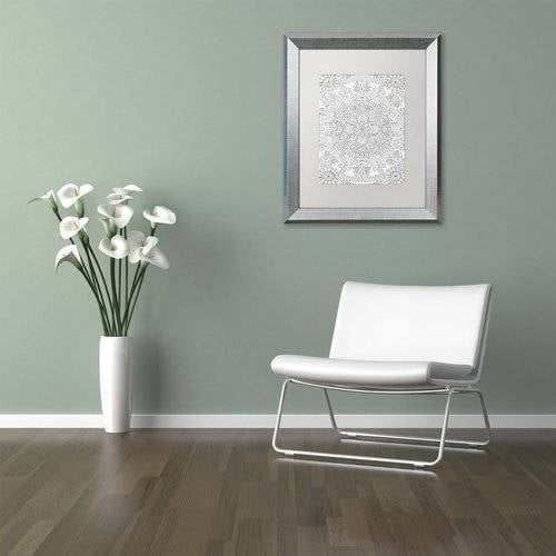 Trademark Fine Art "Mandala One" Canvas Art by Hello Angel, White Matte, Silver Frame