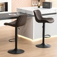 thumbnail image 3 of Kidol & Shellder Soft Bar Stools Set of 2 Brown Adjustable Swivel Barstools with Back, 3 of 5
