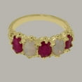 thumbnail image 6 of LBG British Made 10k Yellow Gold Natural Ruby & Opal Womens Eternity Ring - 33 size options - Size 6, 6 of 8