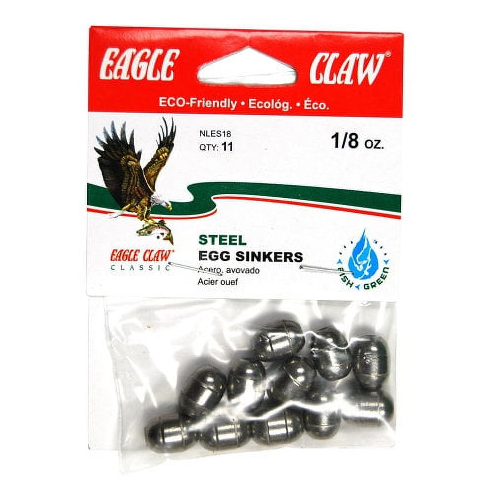 (3 pack) Eagle Claw Fishing, NLES18 Steel Egg Sinker, 1/8 oz.
