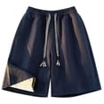 thumbnail image 6 of hlysgo Mens Texture Elastic Waist Shorts Big and Tall Drawstring Lightweight Short Casual Summer Beach Shorts with Pockets Navy,2xL, 6 of 6