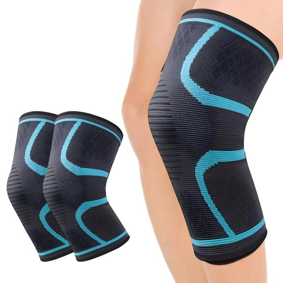 BESTSKY 2Pcs Knee Pads for Men,High Elastic Weaving Knee Brace for Men,Silicone Anti-Slip Strips Knee Compression Sleeve,M