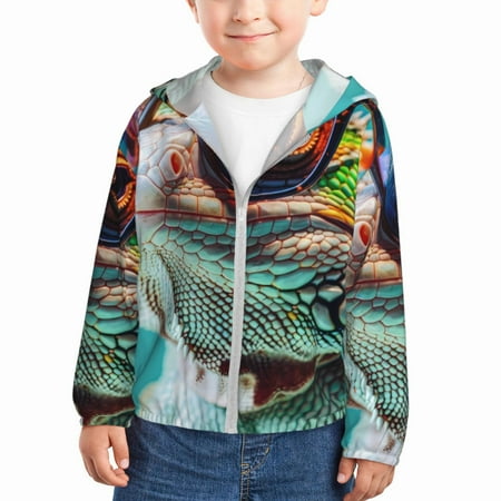

Zeuib Stylish Sunglasses Iguana Print Girls & Boys Sun Protection Hoodie with UPF 50+ Children’s Quick-Dry Jacket Perfect for Outdoor Activities-18 Months